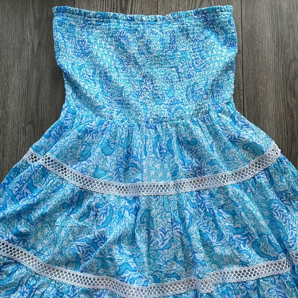 Lilly Pulitzer Kelvina Strapless Smocked Dress - White Goombay Grooves NWT XL - Picture 3 of 7